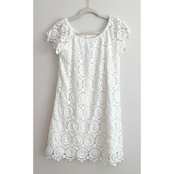 Southern Tide Isabel Grace Off Shoulder White Eyelet Lace Shift Dress Women’s S - Picture 5 of 10